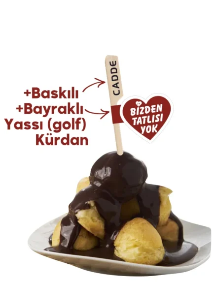 Logo baskılı bayraklı yassı pasta ve hamburger kürdanı