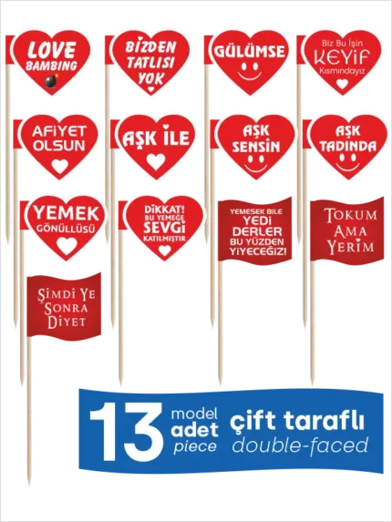Davetlere Özel Güzel Sözler Baskılı 13'lü Sunum Kürdanı